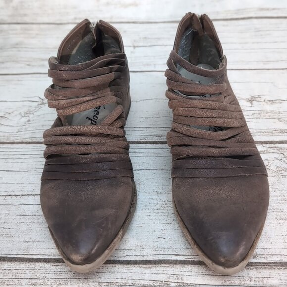 Free People Lost Valley Strappy Super Low Bootie Shootie Women Size 37 - Picture 1 of 8